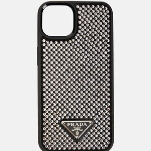 Prada Black and Silver iPhone Case with Metallic Mesh Design